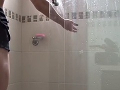 アジア人, 美人, 茶髪の, 日本人, オナニー, シャワー, ティーン, おもちゃ