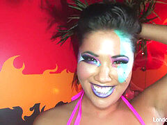 Asiatisch, Grosser arsch, Grosser schwanz, Blasen, Spermaladung