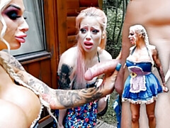 フェラチオ, イギリス人, 人形, 女 人男 人, 淫乱熟女, アウトドア, ラフ, 剃毛
