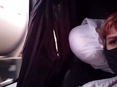 デカ尻, バス, 彼女, オナニー, 公共, オマンコ, 一人, オッパイの