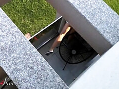 Hot MILF Neighbor Wet Kelly Caught Masturbating on Balcony - Big Tits Solo Action