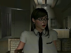 Tridimensionnel, Asiatique, Gros seins, Étudiant, Professeur