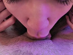 Enthousiasteling, Grote lul, Pijpbeurt, Schattig, Gezichtspunt, Zuigen, Tiener
