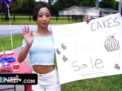 College girl sells chocolate muffin for cash and earns more than just money