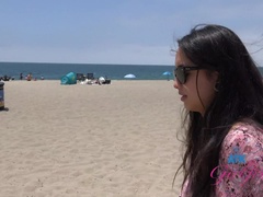 Playa, Morena, Vestido, Peludo, Público, Coño, Fumando, Tetas