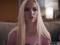 Blondine, Blasen, Nahaufnahme, Tochter, Doppelpenetration, Hardcore, Lehrer, Flotter dreier