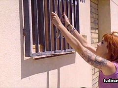 Leie, Bikini, Blasen, Latina, Im freien, Realität, Rotschopf