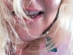 Blonde MILF Kitty Queen shaking her butt, spreading her ass, dropping her tits and spreading her pussy - homemade mature chubby BBW