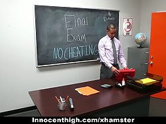 Natalie Monroe fucks her teacher and takes a cumshot on her innocent high-school ass