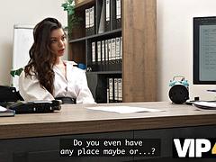 VIP4K. Hot 18-year-Old Brunette gets fucked hard in the office to get a Loan