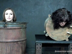 緊縛, デカパイ, ボンデージ, 茶髪の, ハードコア, Hd, ストッキング, 三人