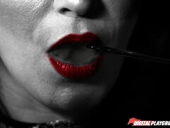 Grote mammen, Bruinharig, Diep in de keel, Europees, Sperma in gezicht, Fetisj, Feest, Kut duiken