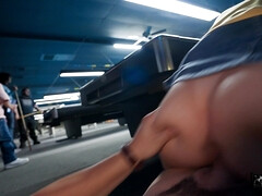 Teen Ashlyn Angel is riding Peter Green on the floor