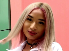 アジア人, デカチン, フェラチオ, チン, 穴開きパンティ, オマンコ, 女子高生, ティーン