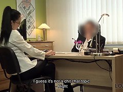 Schönheit, Braunhaarige, Tschechisch, Brille, Hd, Geld, Büro, Spion