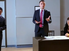 Judge Jessica Jaymes taking dick between her tits & pussy lips at work