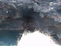 ビーチ, ブロンド, 彼女, アウトドア, 公共, 喫煙, ティーン, 濡れ