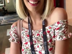 Girl flirts with man and gets fucked in a hotel