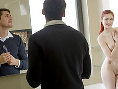 浴室, デカ尻, デカチン, バック, 自然山雀, 赤毛, ティーン, オッパイの