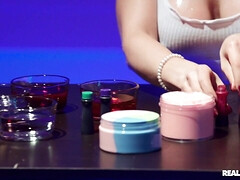 Любители, Блондинки, Минет, Член, Дилдо, Сперма на лице, Масло, Пирсинг