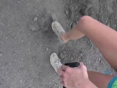 Rubia, Novia, Desnudo, Al aire libre, Pov, Público, Tetas, Mojado