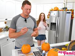 デカチン, デカパイ, フェラチオ, イく瞬間, なめる, オナニー, 赤毛, 三人