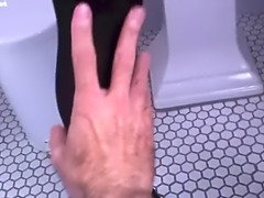 Sexy girl in pantyhose gives legs job Pov