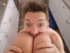 ぽっちゃり, デカ尻, デカパイ, デブ, 女 人男 人, 手コキする, オナニー, 三人