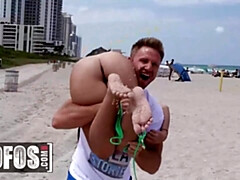 ビーチ, デカチン, ブロンド, バック, Hd, 乳首, 剃毛, 三人