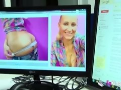 Leie, Blondine, Blasen, Schwanz, Hd, Ehemann, Spanisch, Ehefrau