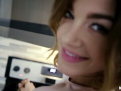 お尻, 茶髪の, 中出し, チン, 彼女, キッチン, 自然山雀, ハメ撮り