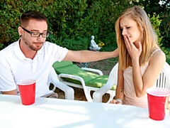 デカ尻, デカチン, ブロンド, フェラチオ, バック, アウトドア, ティーン, オッパイの