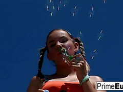 18 años, Anal, Culo, Rubia, Pequeña, Adolescente, Trio, Tetas