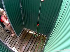 デカパイ, ブロンド, チェコ, アウトドア, プール, 公共, 現実, 一人