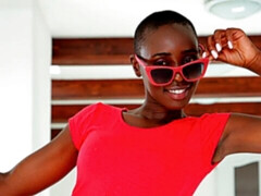 黒人, フェラチオ, ドレス, 黒人, 毛深い, キス, ショートヘア, ティーン