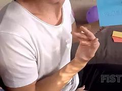 Fist4k. hussy honorably receives bday guys fist in humid snatch