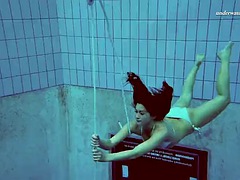 美女, 茶髪の, エロティック, ハードコア, アウトドア, プール, ロシア人, 水中
