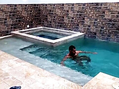 デカ尻, デカチン, グループ, Hd, 筋肉, ヌード, プール, スペイン人