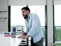 Sperma in mond, Hondjeshouding, Reusachtig, Gezichtspunt, Kut duiken, Tiener, String, Tieten likken