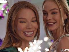 Mooi, Grote mammen, Blond, Lesbisch, Likken, Ondergoed, Roodharige vrouw, Tieten likken