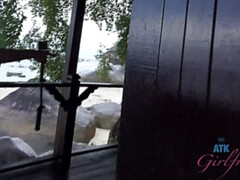 Badpak, Latijnse vrouw, Doordringend, Gezichtspunt, Kut duiken, Geschoren, Douche, Tieten likken