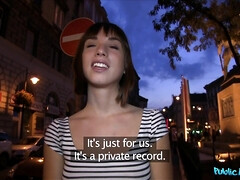 Leie, Braunhaarige, Süss, Europäisch, Geld, Im freien, Pov, Realität