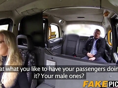 Watch Sasha Steele take a deepthroat from Ben Kelly in the fake taxi like a pro