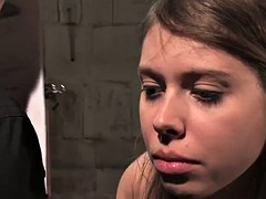 naughty teen gets a taste of a hard cock and real bondage