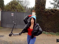 Juggy Italian chick gets her shaved pussy fucked balls deep