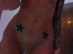 Steamy shower leads to a hotter solo as the camera gets an