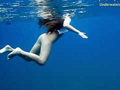 デカパイ, ビキニ, エロティック, アウトドア, プール, 公共, オッパイの, 水中