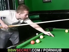 Her BF fucks fat bitch on the pool table
