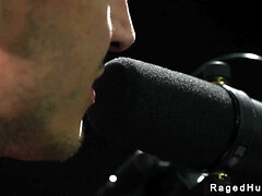 Gay jerking cock through window