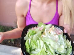 アナル, デカ尻, ブロンド, フェラチオ, 顔射, ハードコア, 怪物, 三人